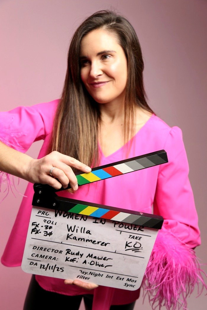Willa Kammerer on camera in the film Women in Power