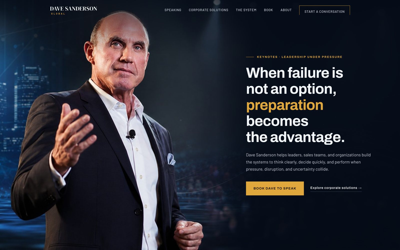 Dave Sanderson's new brand direction by Firestarter: navy and gold