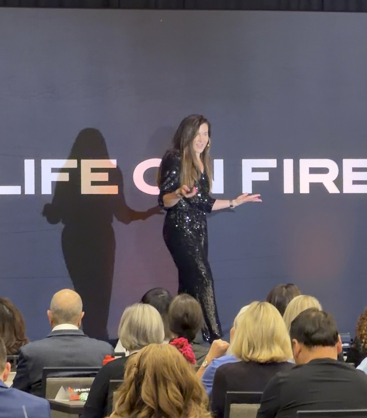 Willa Kammerer giving her signature talk on the Life on Fire Live stage in Dallas