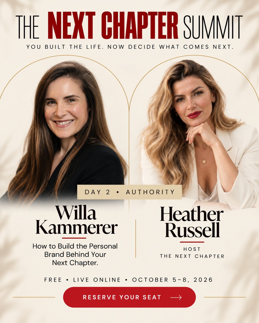 The Next Chapter Summit — Willa Kammerer, featured Day 2 (Authority) speaker with host Heather Russell, October 2026