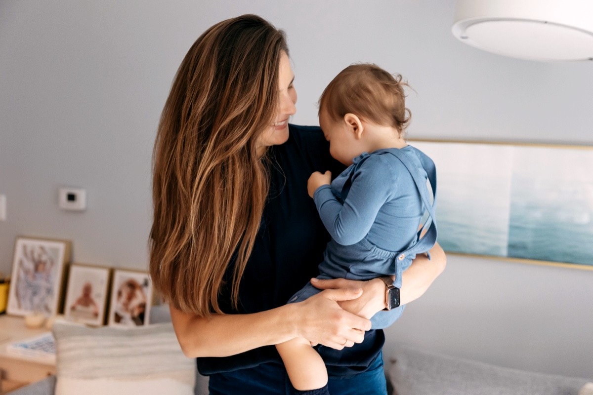 Willa Kammerer at home with her son